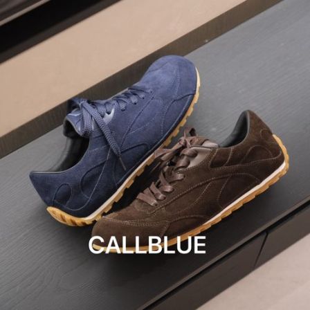 CALLBLUE『赤足宽楦』秋季头层牛皮反绒薄底复古运动舒适休闲男板鞋