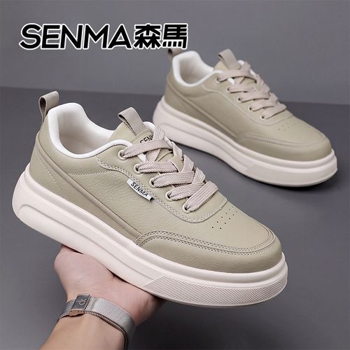 SENMA/森马2026新款男鞋秋季软底增高男式运动休闲板鞋皮面保暖主图