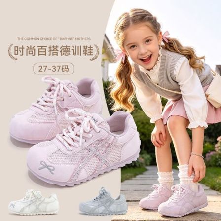 达芙妮儿童运动鞋2026早秋新款女童网面透气休闲鞋子软底防滑童鞋