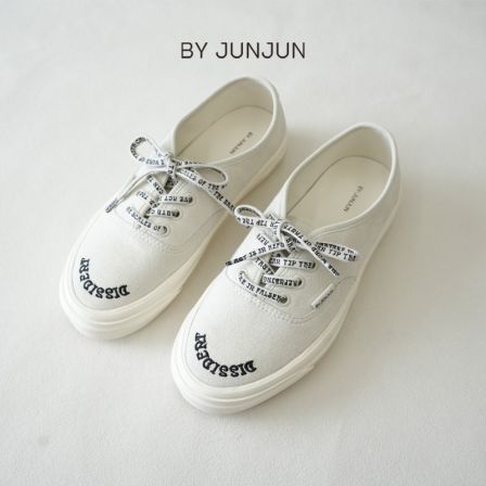 ByJunjun珺珺高级定制秋冬新品牛皮绒刺绣字母休闲鞋橡胶