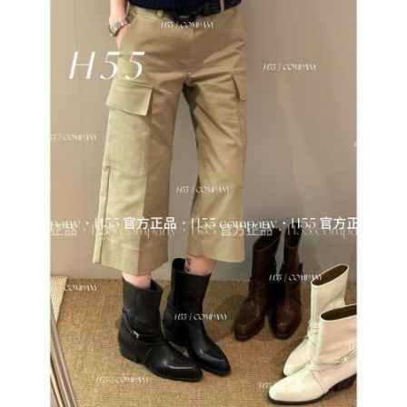 【H55粉丝专享】经典古巴木跟交叉袢带高级时装平跟切尔西靴07-3812