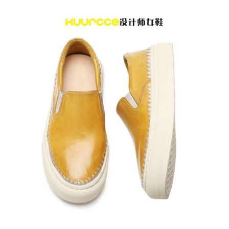 【kuurcce】秋季新款乐福鞋一脚蹬懒人鞋老钱风真皮平底休闲板鞋女