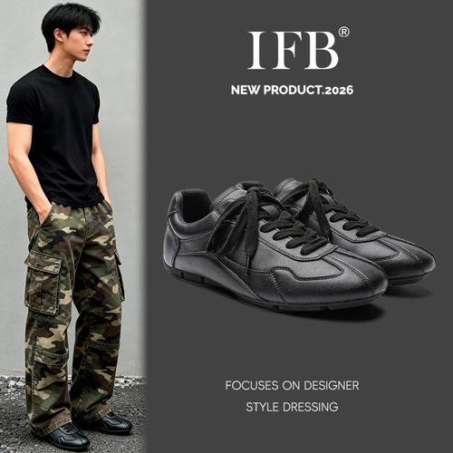 IFB秋季极简德训鞋隐形增高5CM通勤百搭男女同款时尚老钱风休闲鞋主图