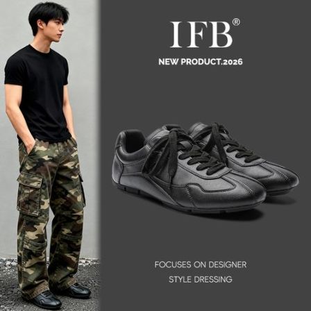 IFB秋季极简德训鞋隐形增高5CM通勤百搭男女同款时尚老钱风休闲鞋