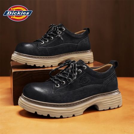 Dickies黑色男鞋2026新款秋季休闲低帮工装鞋男厚底增高马丁皮靴