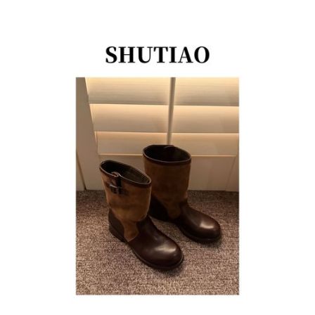 【SHUTIAO】【超级大回馈】皮带扣拼色靴靴子F3PD03002