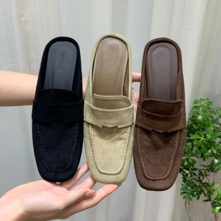 6cm！真皮英伦老钱风复古包头半拖鞋女夏外穿百搭通勤一脚蹬穆勒鞋
