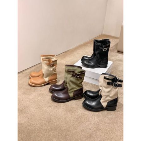 【苏茵茵】首尔机车靴~5cm粗跟沙漠西部堆堆短靴女马丁长靴E6307260