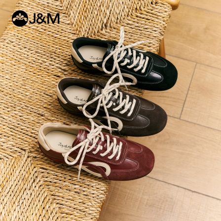 J&M/快乐玛丽秋季新款复古透气舒适百搭轻便休闲德训女鞋31866W