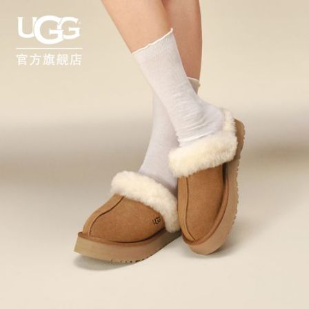 秋季女士时尚经典舒适厚底包头毛拖燕麦格雷懒人毛毛鞋1122550