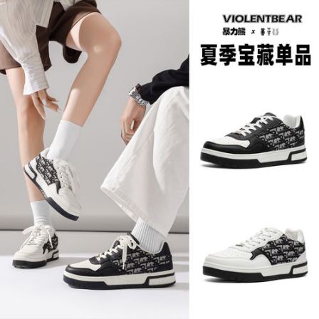 Violentbear/暴力熊时尚轻奢老花厚底低帮百搭复古经典休闲板鞋