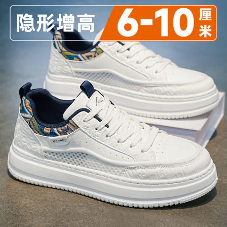 男鞋秋季潮牌高级感百搭厚底内增高10cm休闲板鞋青少年运动小白鞋