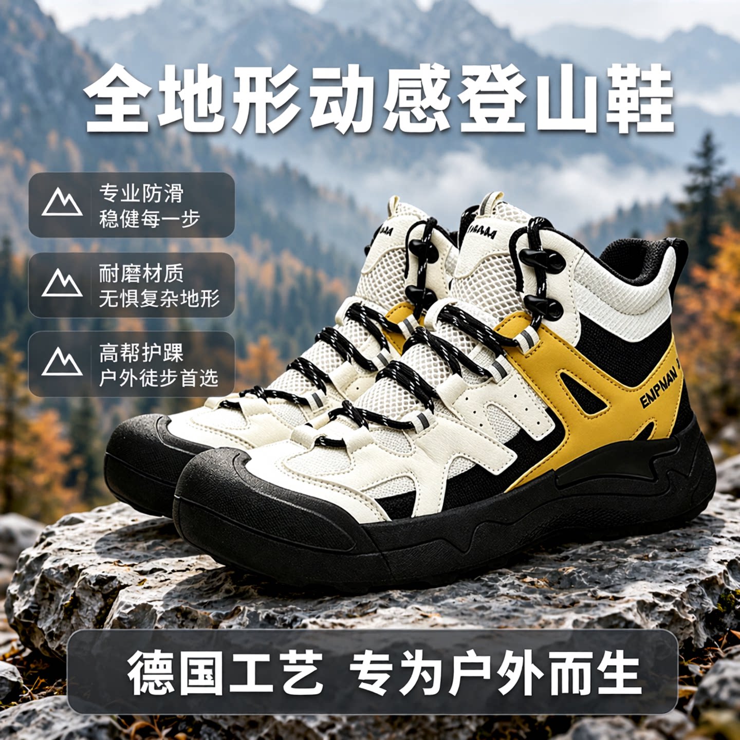 德国骆驼动感登山鞋男秋季防滑耐磨情侣徒步鞋户外高帮休闲运动鞋主图