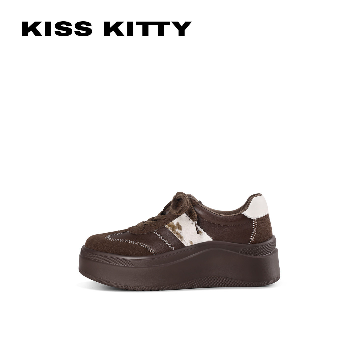 KISSKITTY复古牛皮百搭德训鞋2026年新款厚底增高板鞋休闲鞋女款主图
