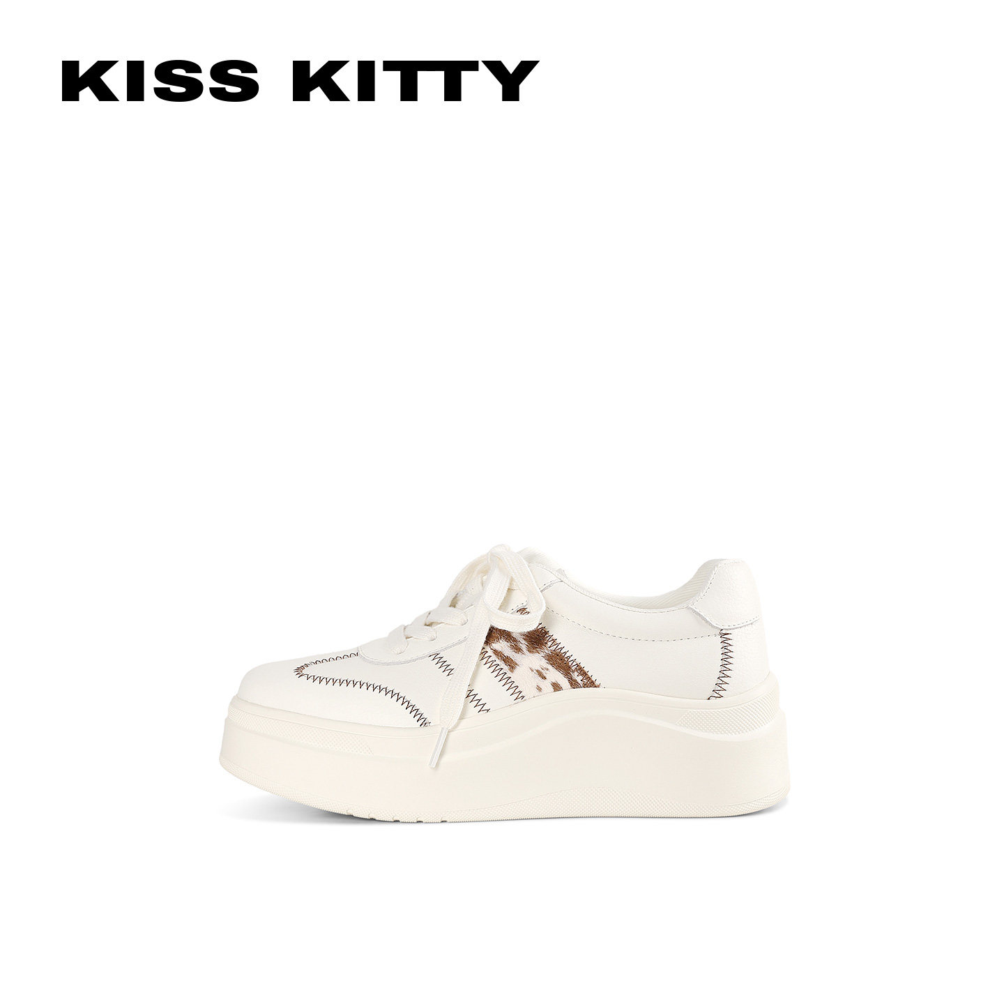 KISSKITTY复古牛皮百搭德训鞋2026年新款厚底增高板鞋休闲鞋女款主图