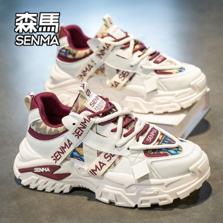 SENMA/森马男鞋秋季2026新款透气百搭休闲小白鞋厚底增高老爹潮鞋