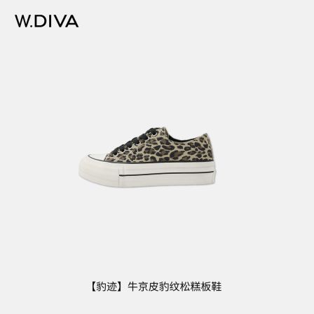 W.Diva【豹迹】真皮豹纹做旧松糕厚底低帮休闲鞋DWAWXL4166魏老板