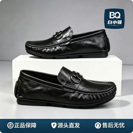 秋季新款男士豆豆鞋透气舒适百搭休闲皮鞋一脚蹬懒人开车鞋