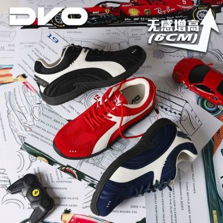 DVO【赛车鞋】6CM隐形内增高德训鞋秋季真皮薄底舒适轻便机车男鞋
