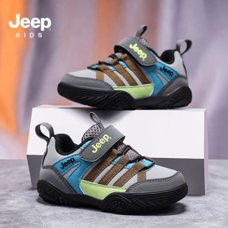 JEEP儿童鞋户外运动鞋男童2026秋季新款女童皮面鞋软底登山徒步鞋