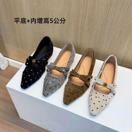 内增高5/7cm~小香风气质秋季波点山茶花单鞋浅口软底百搭玛丽珍鞋