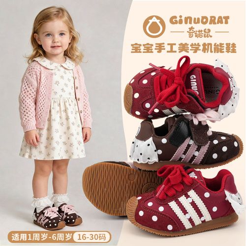 奇诺鼠【波点甜叙】秋季单鞋女童时尚百搭防滑耐磨儿童鞋大头鞋2831主图