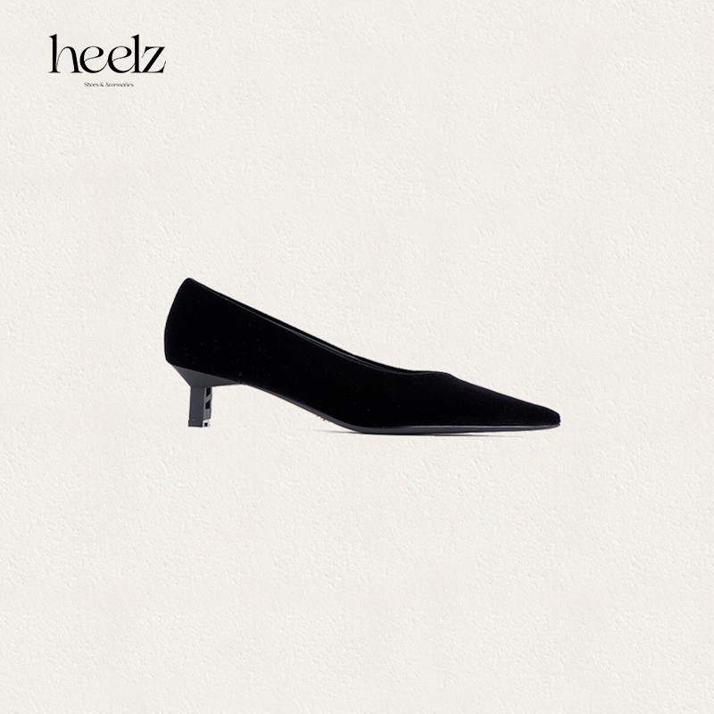 【搭搭精选】heelz设计师手工鞋履 ｜H小猫跟天鹅绒单鞋4.5公分主图