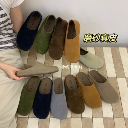 一鞋两穿磨砂真皮内增高勃肯鞋软底勃肯鞋女韩版百搭一脚蹬休闲鞋