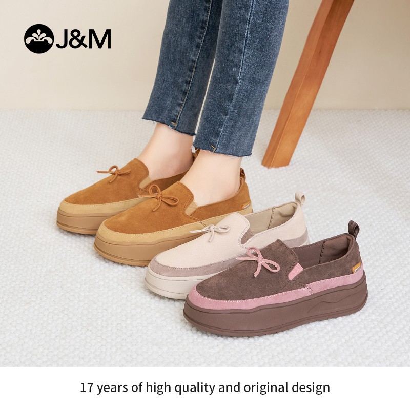 J&M/快乐玛丽2026年休闲复古经典乐福鞋舒适厚底撞色蝴蝶结87937W主图