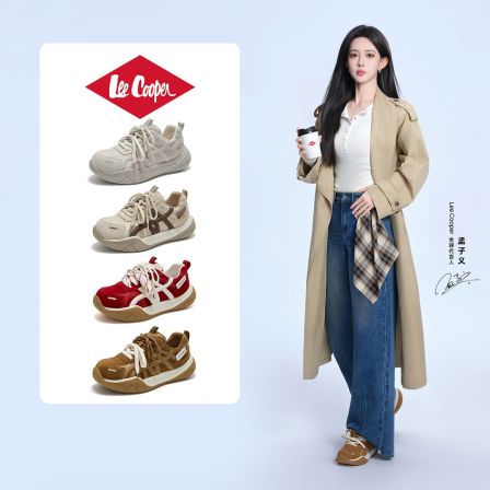 LEE COOPER【孟子义同款】燕麦格雷女款2026秋冬新款休闲德训阿甘鞋