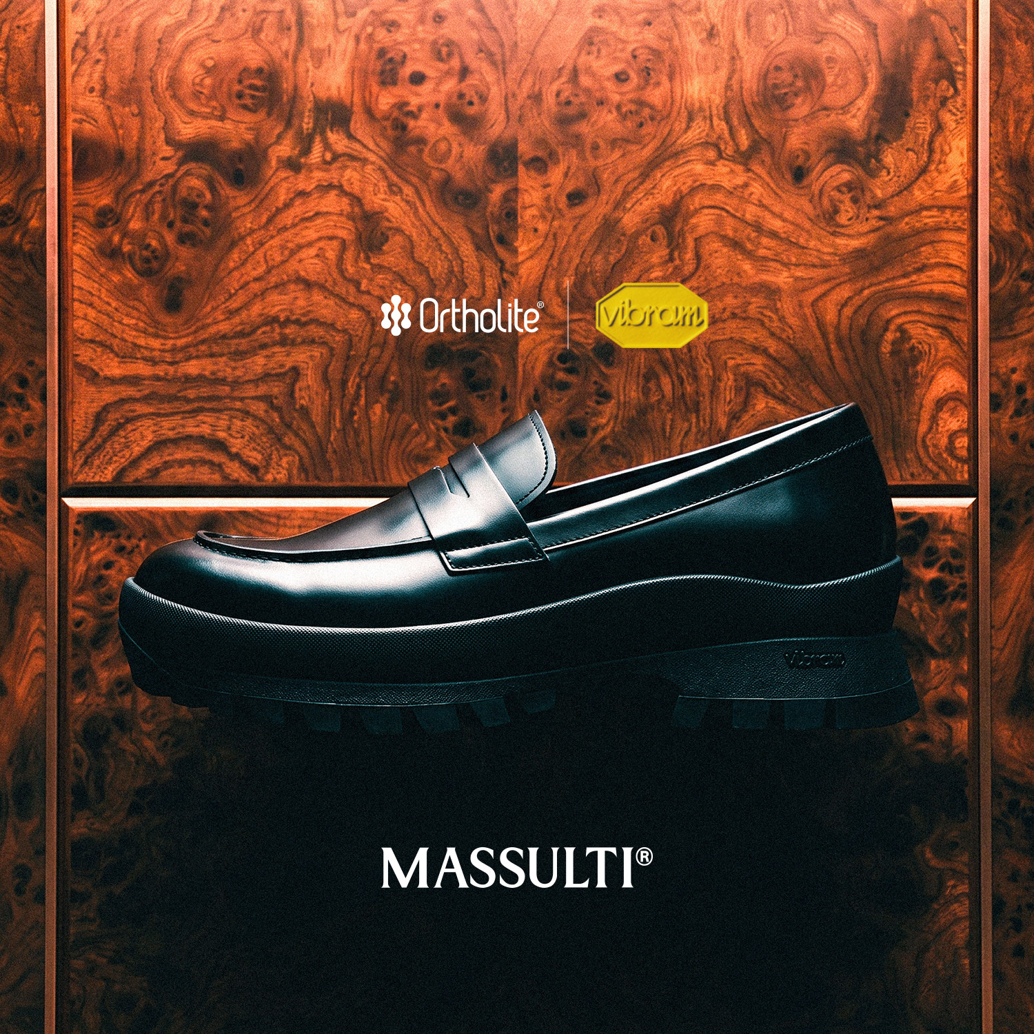 MASSULTI「极简黑标」意大利Vibram轻量化V底 小牛皮 机能乐福鞋主图