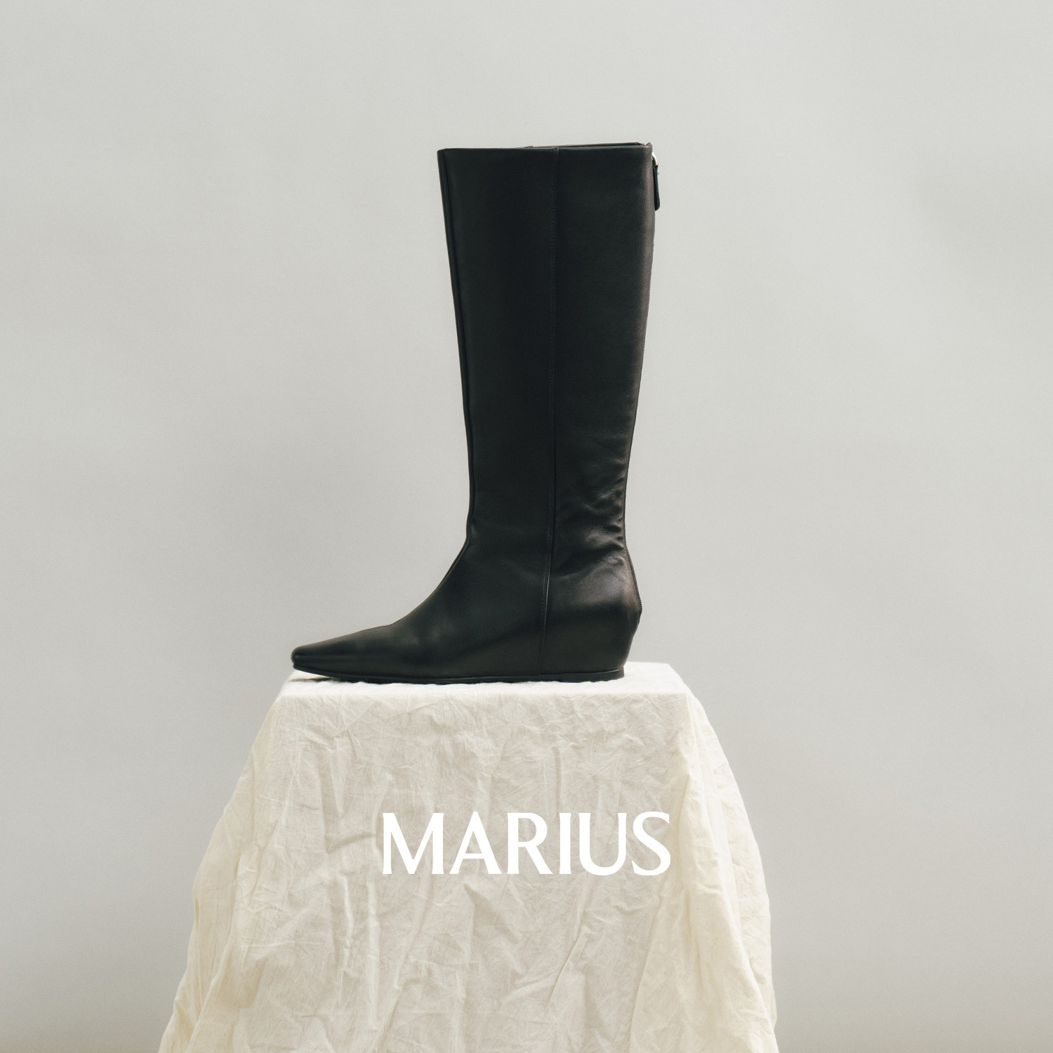 MARIUS | 肌理感牛皮革时髦造型搭配单品休闲拉链高筒皮靴女靴主图