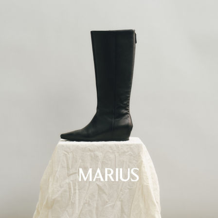 MARIUS | 肌理感牛皮革时髦造型搭配单品休闲拉链高筒皮靴女靴