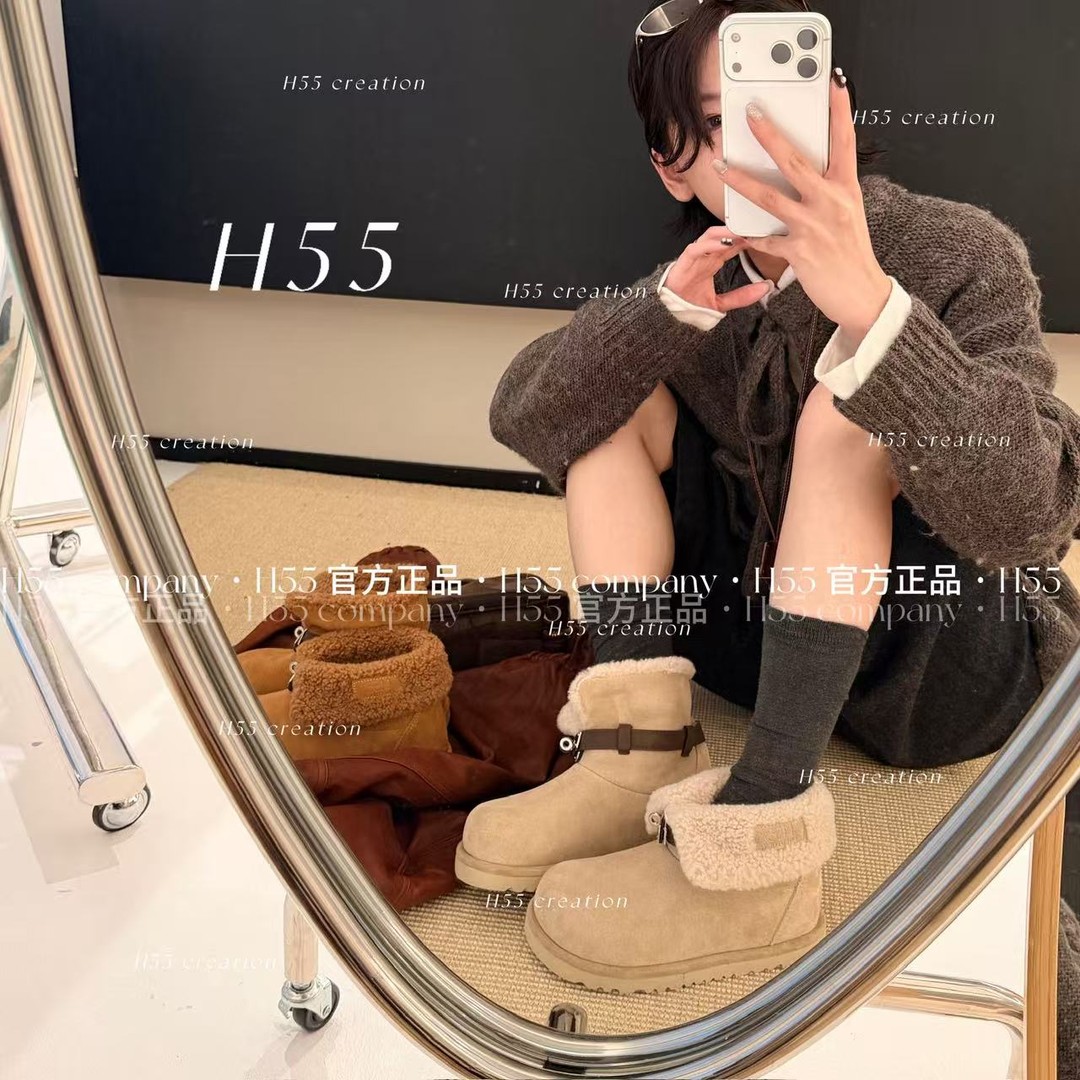 H55【H55粉丝专享】熊掌千金冬季鬼马千金感雪地靴两穿5cm80-3855主图