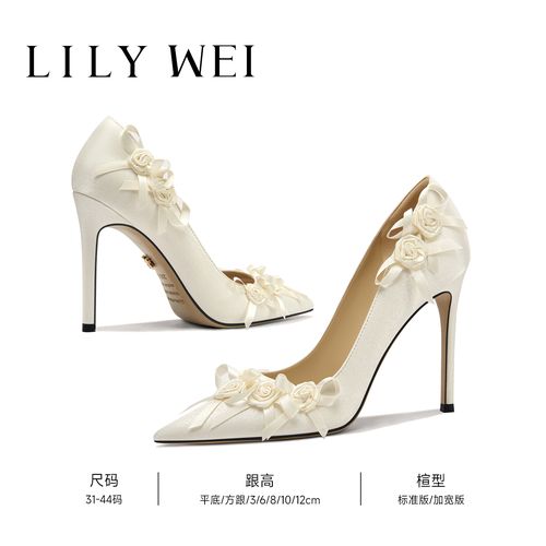 LilyWei【花信风来】花朵高跟鞋名媛气质一脚蹬女鞋法式大码单鞋主图