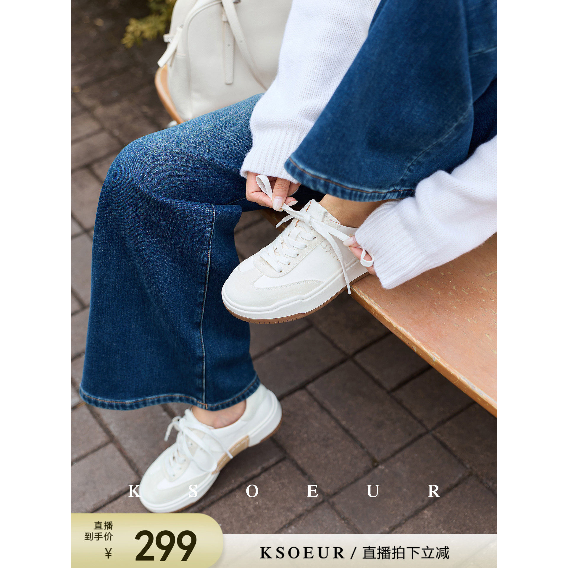 K姐KSOEUR 水洗马皮手工德训鞋 丝滑软糯牛皮鞋垫休闲鞋女主图