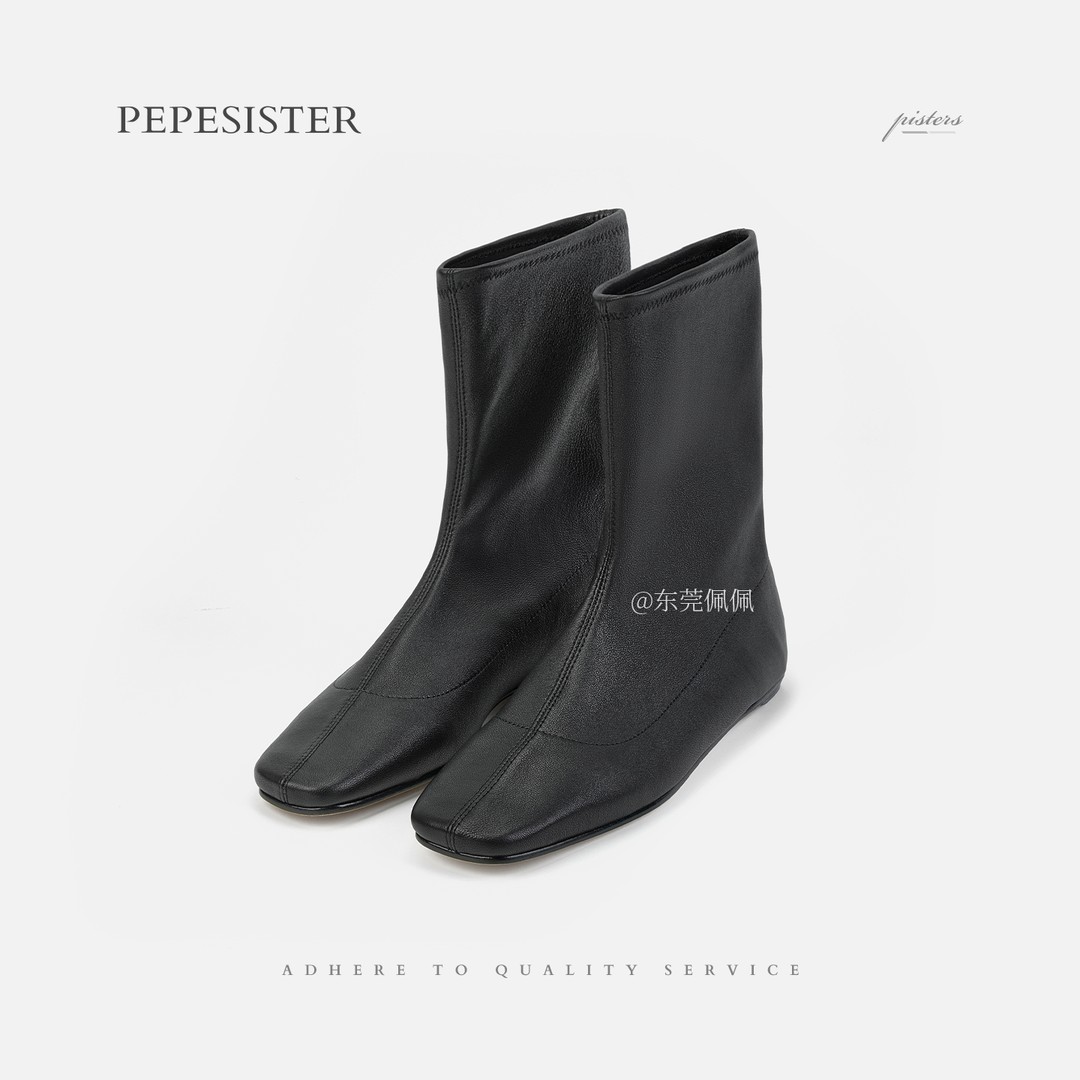 PEPESISTER【柔荑】短靴女弹力羊皮切尔西靴小方头瘦瘦靴子B1743主图