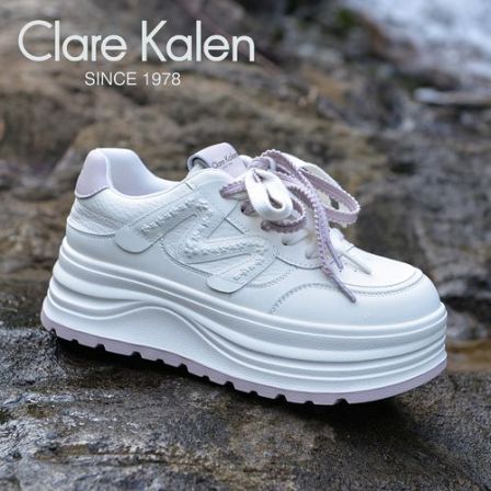 ClareKalen【紫蕴白梦】5CM增高厚底系带日常百搭透气舒适运动女鞋