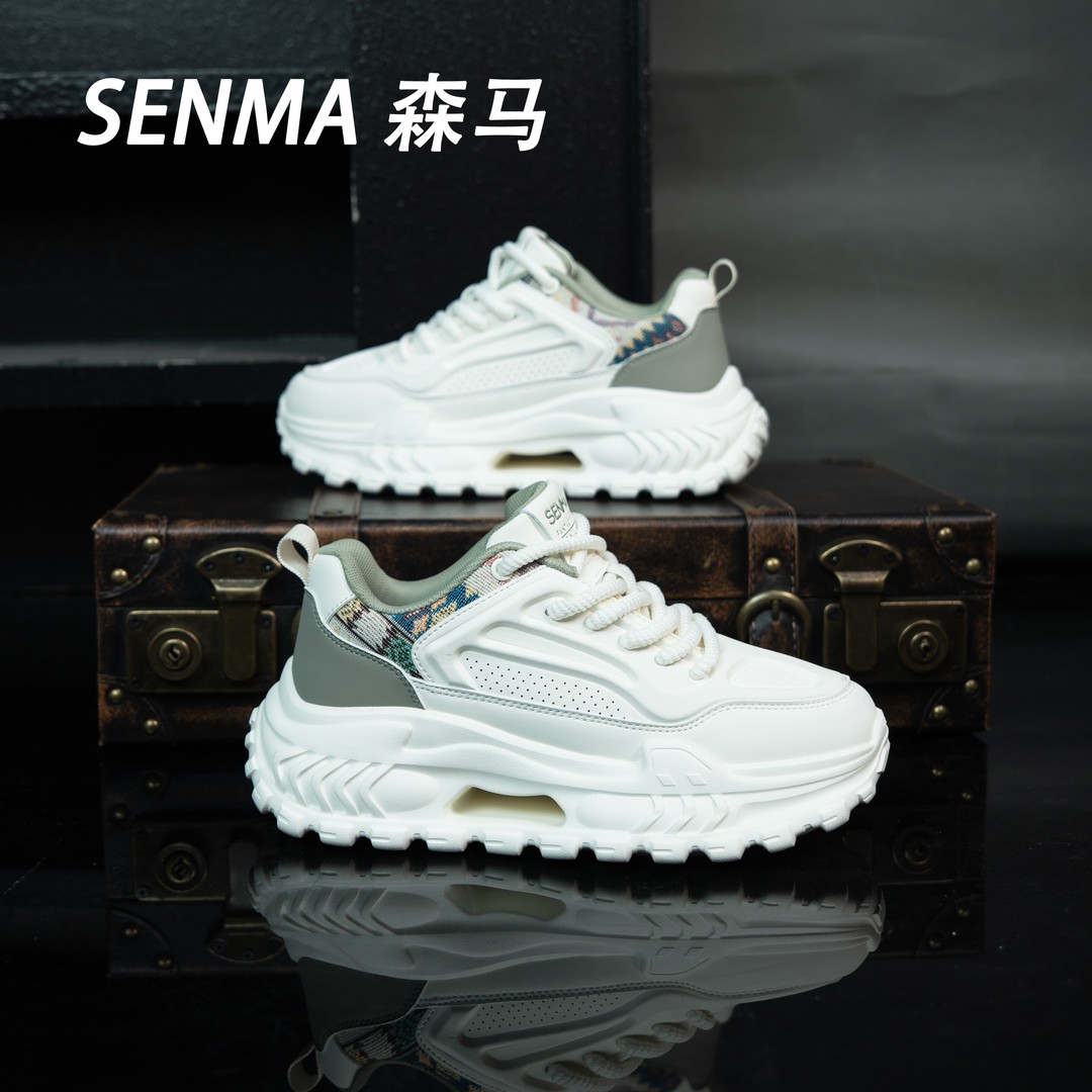 SENMA/森马男鞋新款皮面增高鞋潮流男士百搭休闲鞋厚底高级老爹鞋主图
