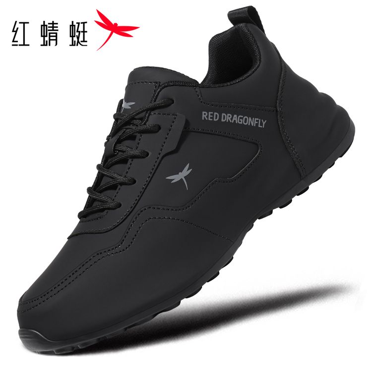 红蜻蜓秋冬皮面男鞋轻便软底老爹鞋防滑耐磨包底鞋时尚休闲鞋通勤主图