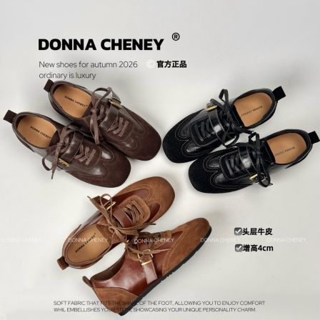 DONNA CHENEY头层小牛皮布洛克皮鞋隐形增高4cm复古德训鞋