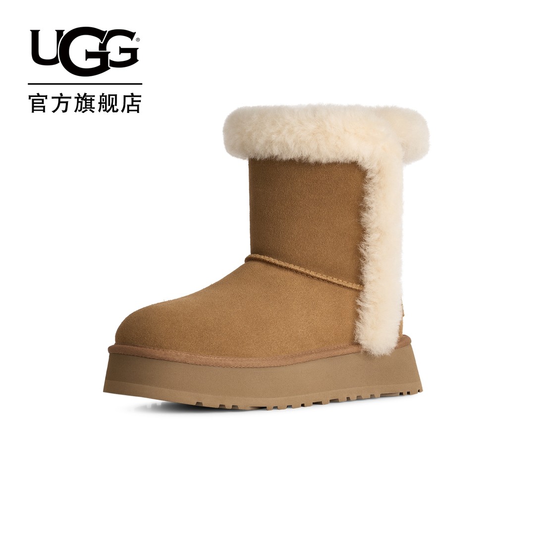 UGG冬季新款女士舒适时尚厚底毛茸翻口经典短筒毛毛雪地靴1191130主图
