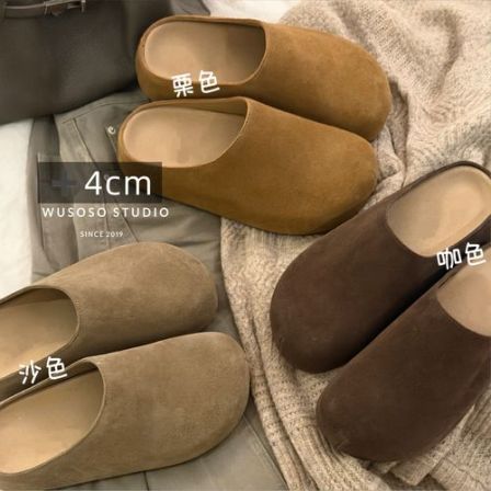 【soso】26ss｜磨砂牛皮｜4cm老钱风懒人一脚蹬穆勒勃肯拖