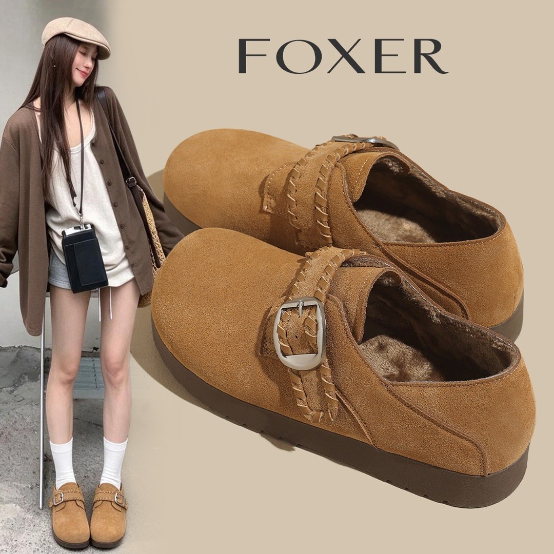 【FOXER】复古厚底勃肯鞋女秋季新款一脚蹬百搭休闲懒人全包单鞋主图