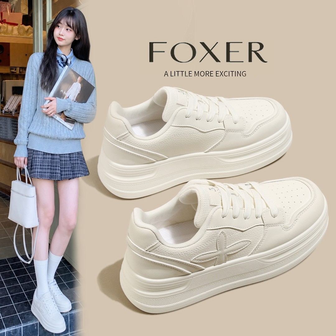 【FOXER】厚底小白鞋女款高品质超轻透气新款百搭休闲鞋主图