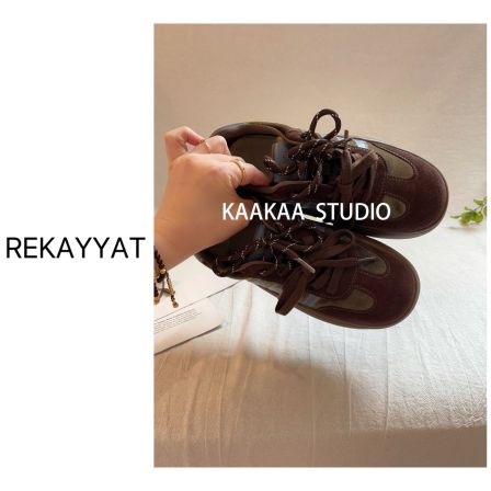 REKAYYAT 秋季新款韩系复古拼色摇摇厚底增高透气百搭休闲德训鞋 