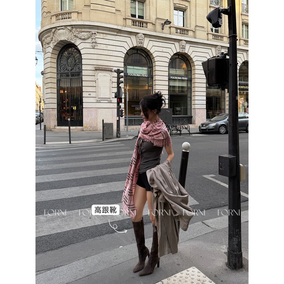 FORNI/YOYO “羊皮版Boots”美拉德复古柔麂侧链显瘦高跟长筒靴主图