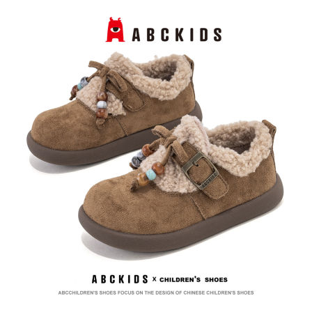 abckids童鞋女童2026冬季新款二棉鞋儿童加绒加厚软底休闲运动鞋