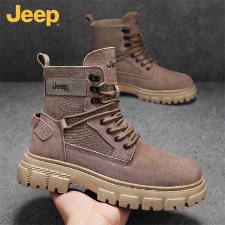 jeep吉普马丁靴男2026新款冬季高筒英伦风复古休闲增高户外工装靴