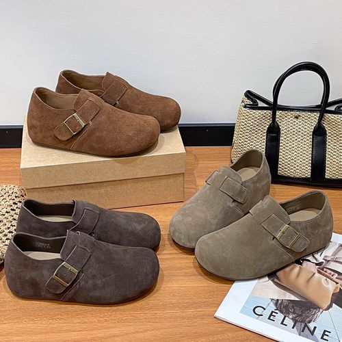 歌诗茵厚底勃肯鞋女2026年新款秋季一脚蹬单鞋百搭复古软底博肯鞋主图